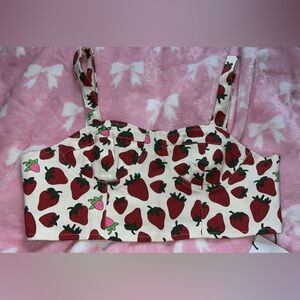 Cider Cream and Red Strawberry crop top